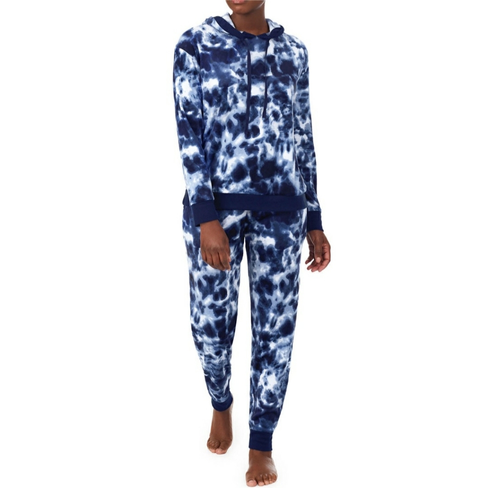 Cuddl Duds Tie Dye Lounge Set Shirt & Pants Size: Small 6-8 Color Navy+White NWT